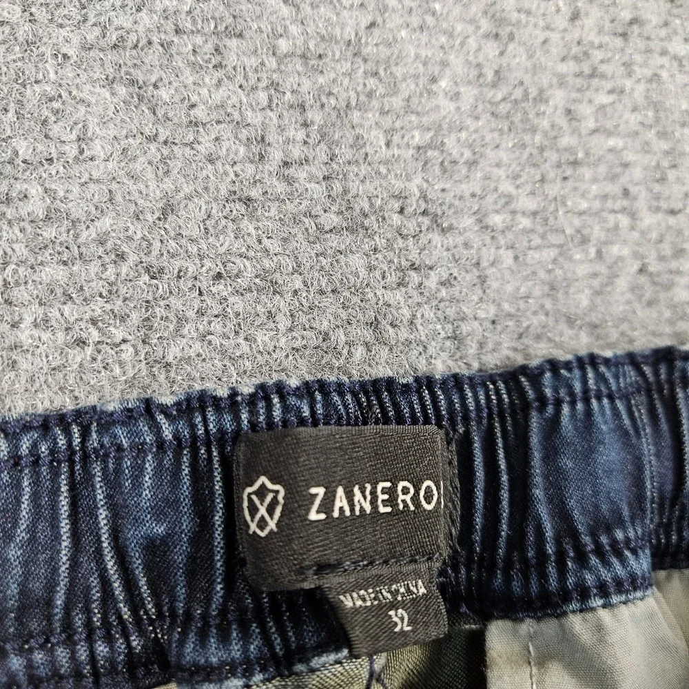Zanerobe Sureshot Jogger Pants Mens 32 Dark Blue Faded Slim Fit Drawstring Denim